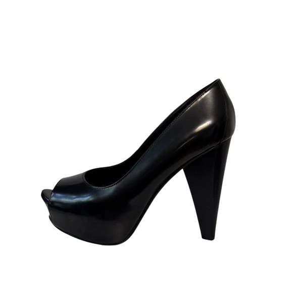 Donald J. Pliner Peep Toe Patent Leather Platform Pump Sandals Black 7 - Picture 3 of 11